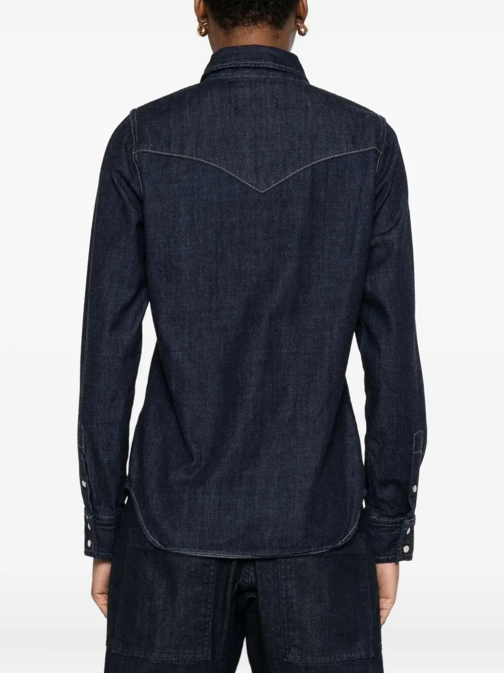 Nili Lotan Travis Denim Western Shirt In Gold