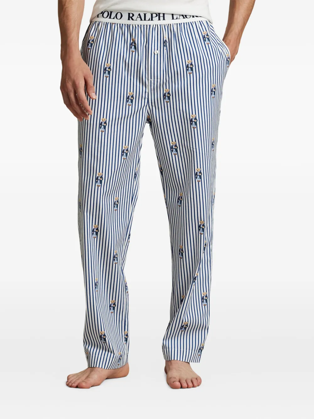 Polo Ralph Lauren Gestreepte pyjamabroek met beerprint Blauw