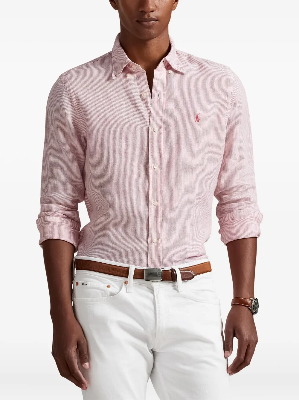 Polo Ralph Lauren Gestreept linnen overhemd Rood