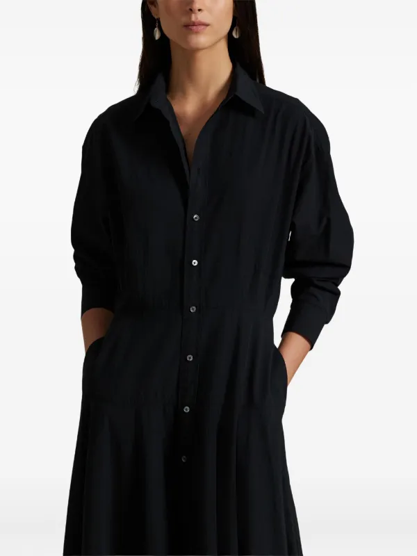 Polo Ralph Lauren button-up long-sleeve Dress | Black | FARFETCH PH