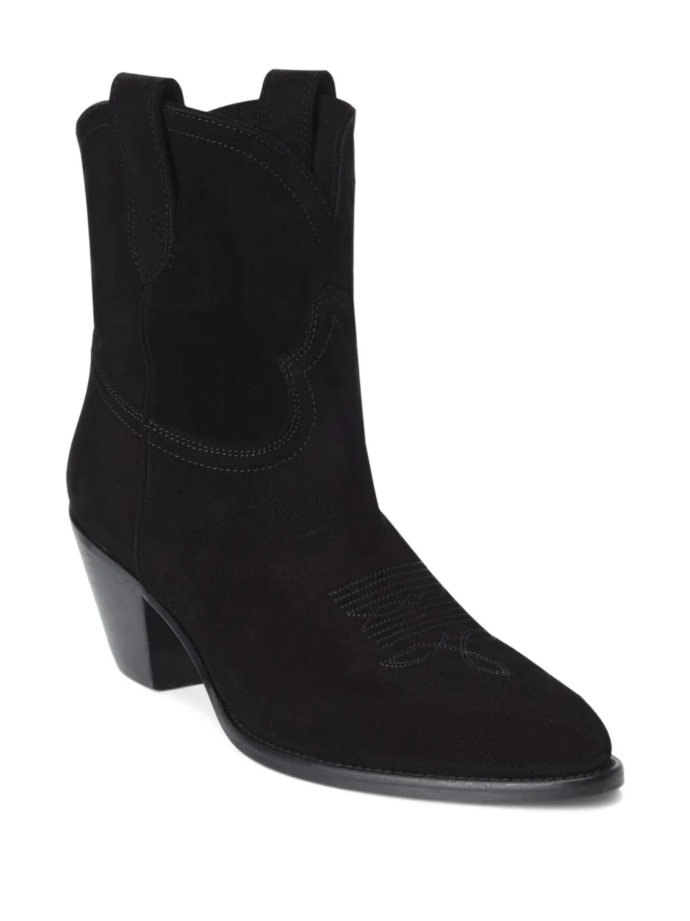 Polo Ralph Lauren 57mm Western cowboy ankle boots Black