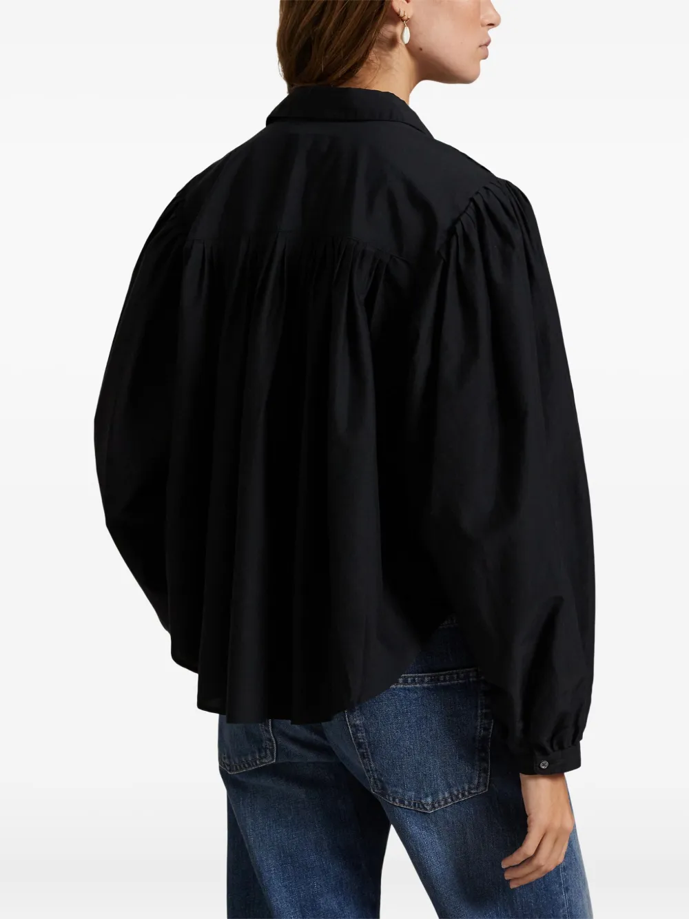 Polo Ralph Lauren Button-up blouse met pofmouwen Zwart