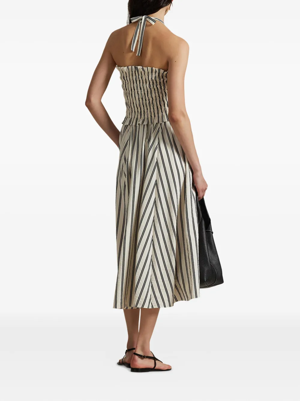 Polo Ralph Lauren Silk-blend A-line Midi Dress In Neutral