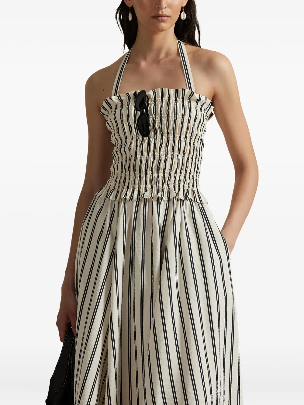 Polo Ralph Lauren Silk-blend A-line Midi Dress In Neutral