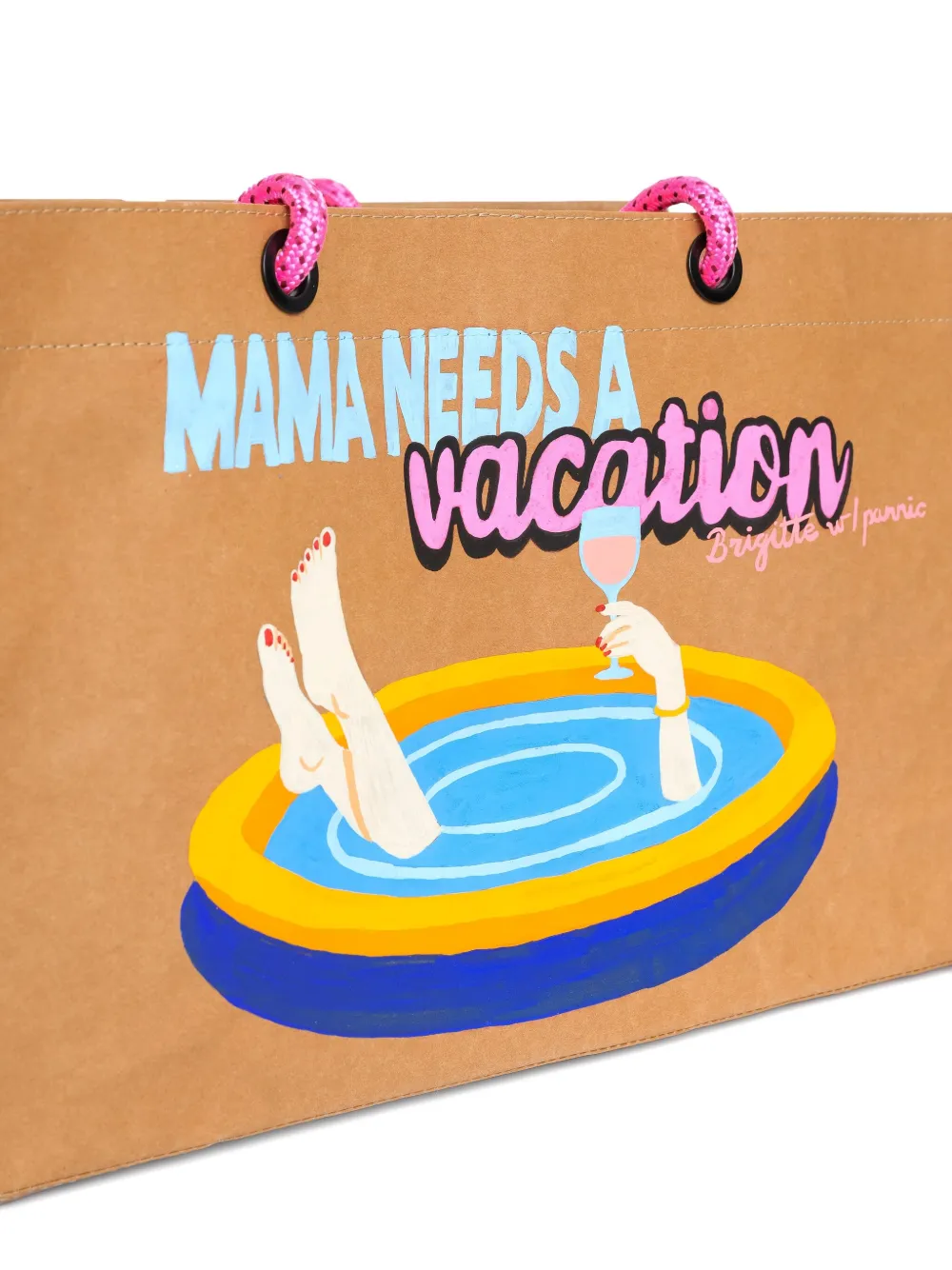 Brigitte Colette strandtas met print Beige