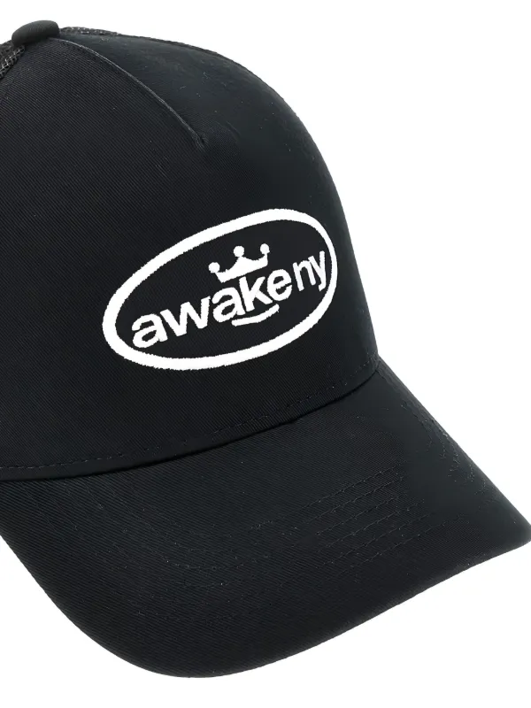AWAKE NY キングロゴ トラッカーキャップ ブラック ブランドロゴ Awake NY King Logo キャップ | ブラック | FARFETCH JP