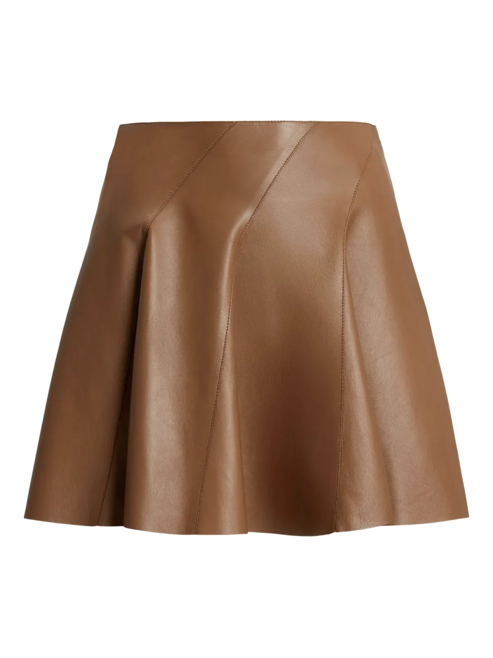 pleated leather miniskirt