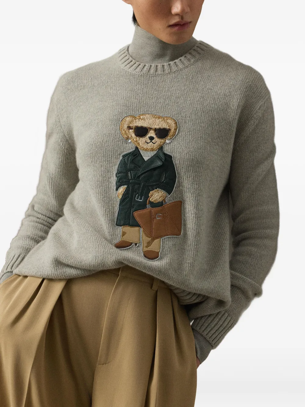Ralph Lauren Collection Gebreide trui met beerpatroon Grijs