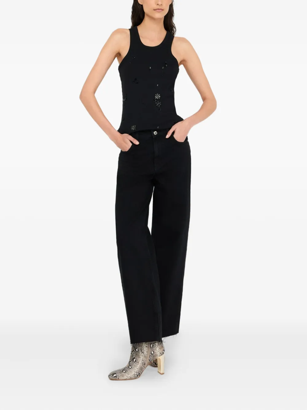 LIU JO Low-rise wide-leg jeans - Zwart