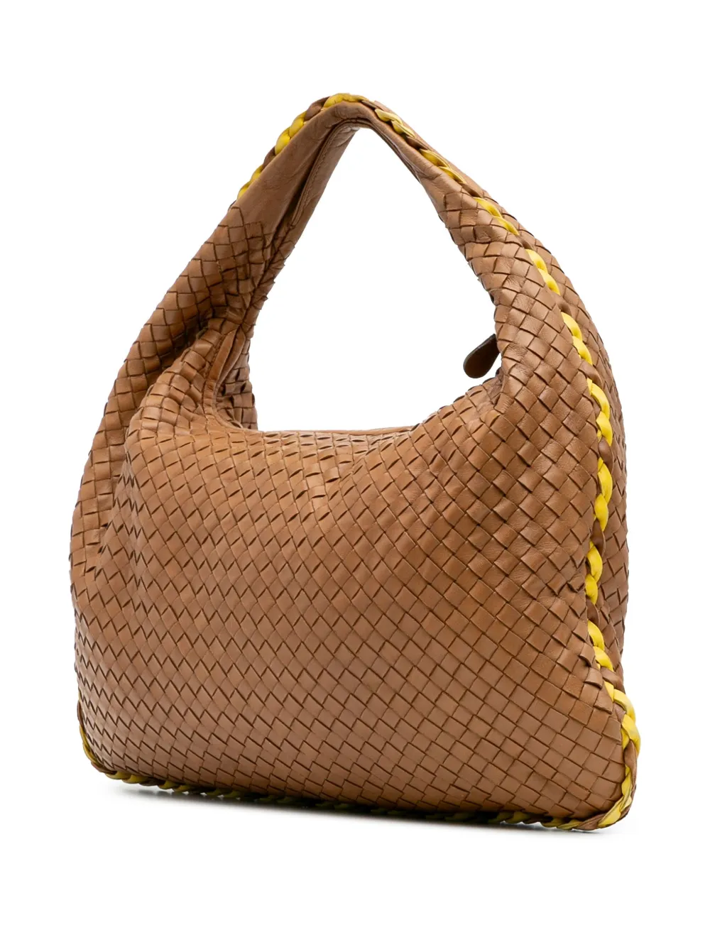 Pre-owned Bottega Veneta 2000-2007 Medium Bicolor Trimmed Nappa Intrecciato Veneta Hobo Bag