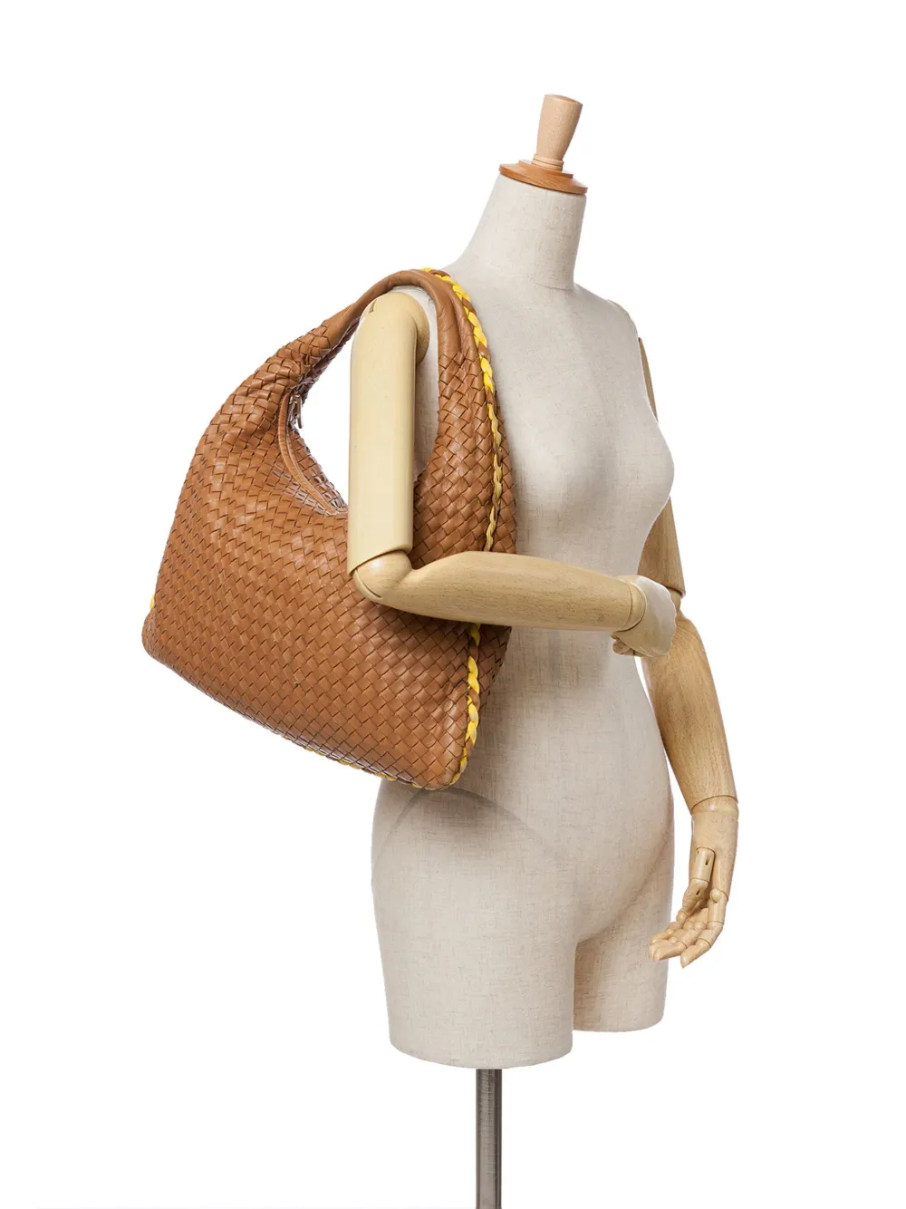 Bottega Veneta Pre-Owned شنطة هلالية 'فينيتا' متوسطة جلد لين بتصميم إنترشياتو وبأطراف بلونين 2000-2007 | كلاسيكيات | Image 2