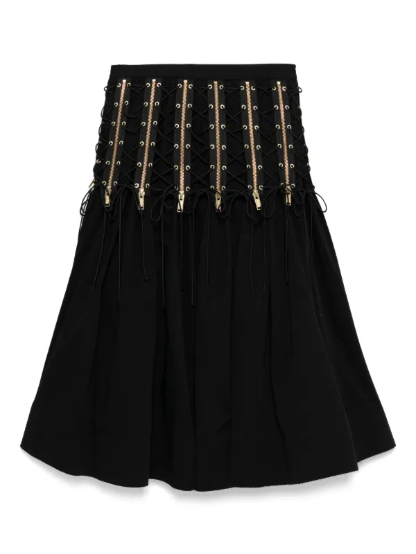 Undercover Zipped lace-up Midi Skirt | Black | FARFETCH