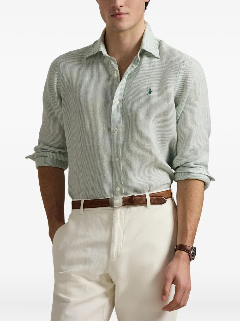 Polo Ralph Lauren Gestreept linnen overhemd Groen