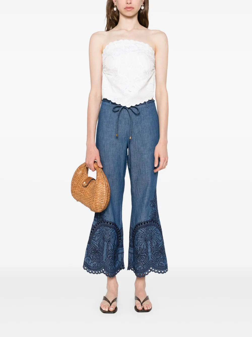 ZIMMERMANN Coco embroidered trousers - Blauw
