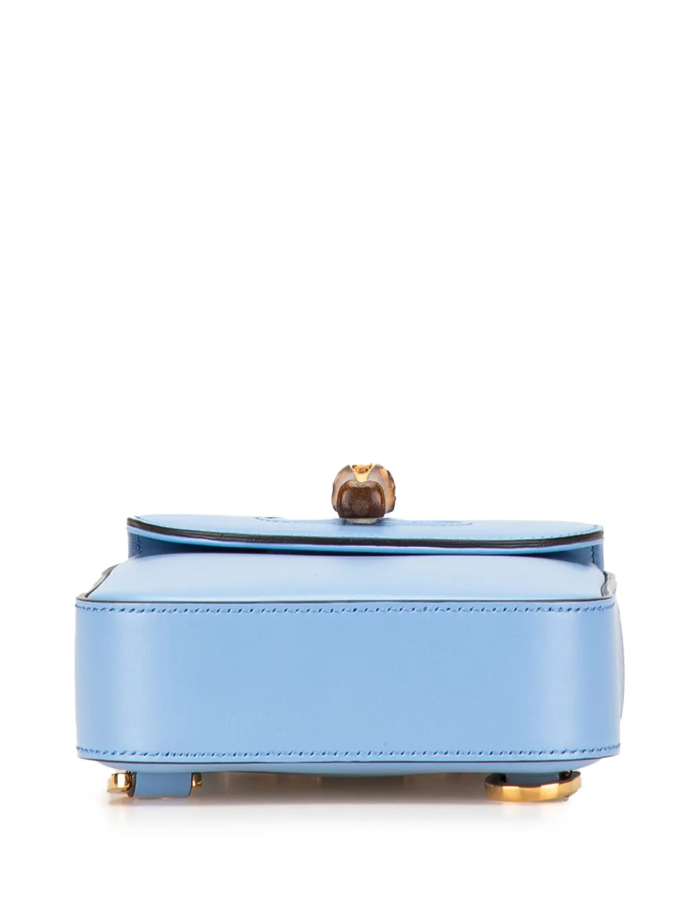 Pre-owned Gucci 2016-2024 Mini Calfskin Bamboo Top Handle Bag Satchel In Blue