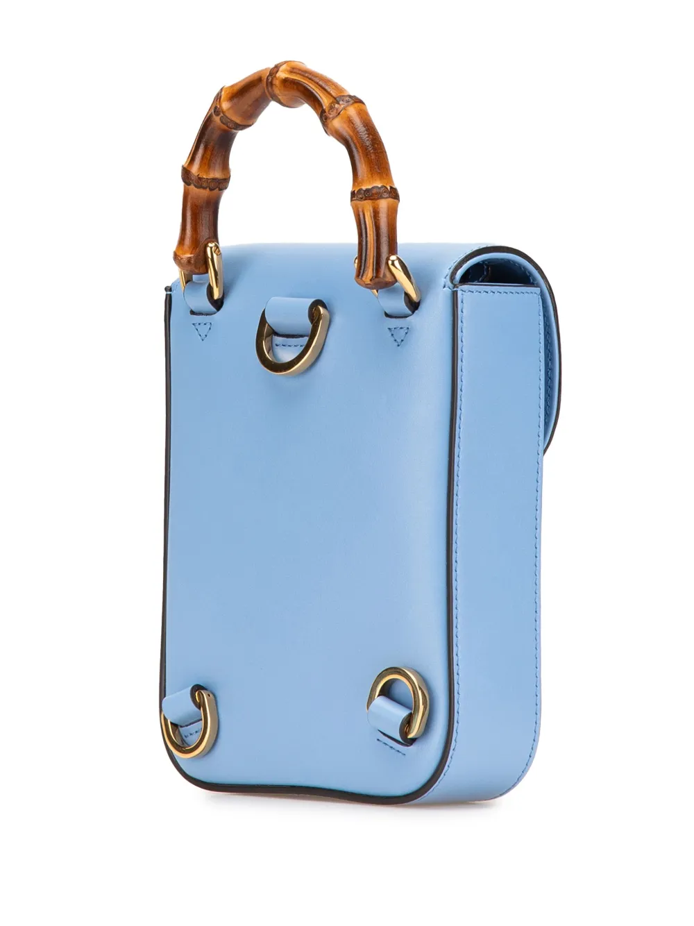 Pre-owned Gucci 2016-2024 Mini Calfskin Bamboo Top Handle Bag Satchel In Blue