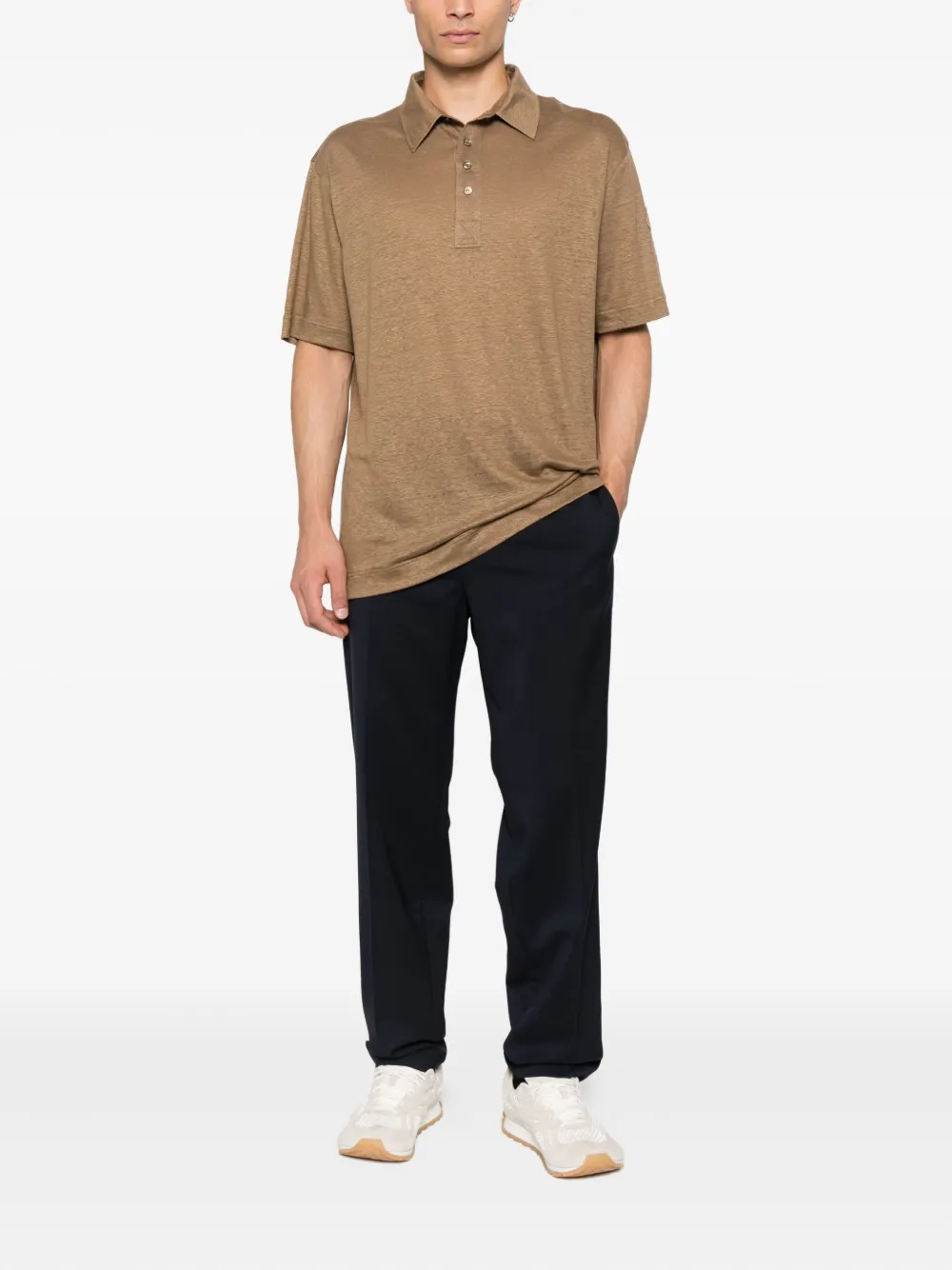 Moncler patch-pocket linen polo shirt | Image 2