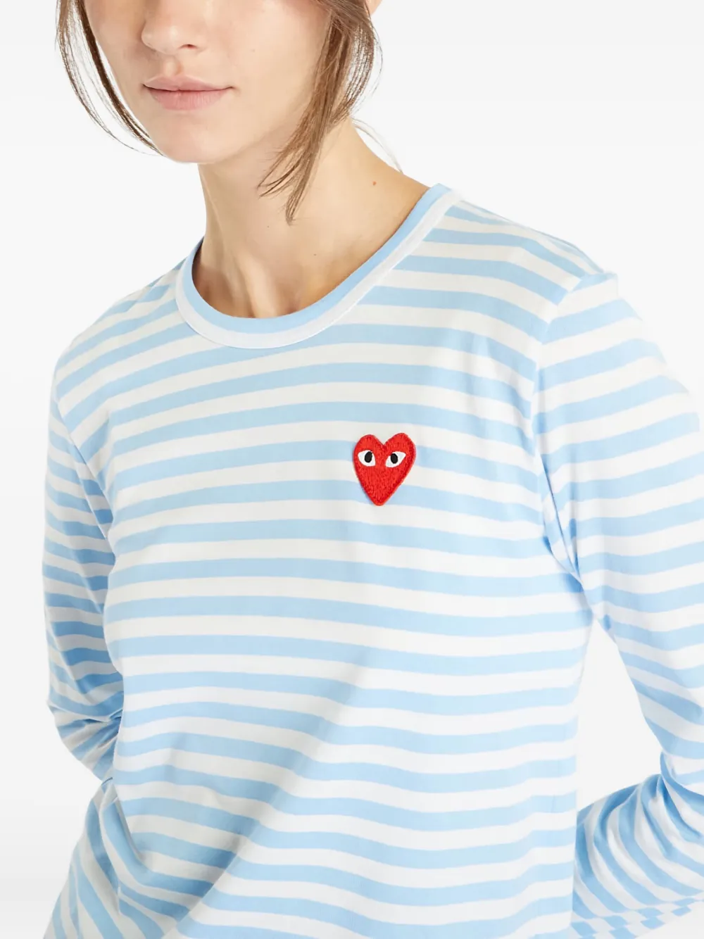 Comme Des Garçons Play T-shirt met lange mouwen en logo Blauw