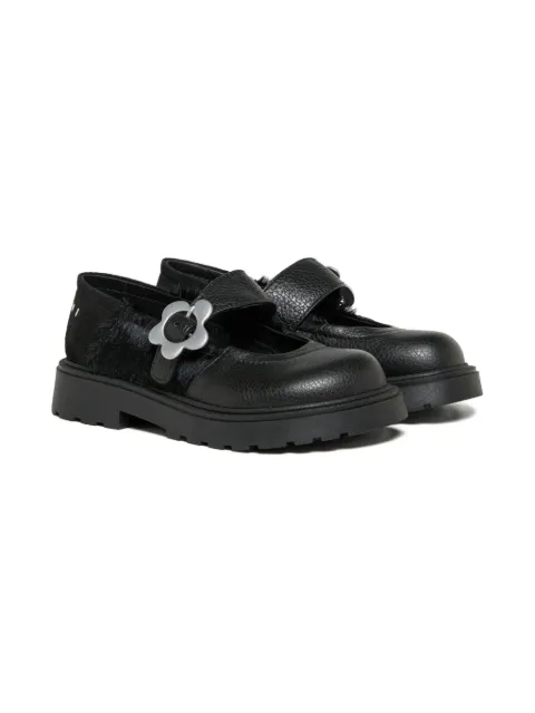 Marni Kids flower-buckle calfskin ballerinas