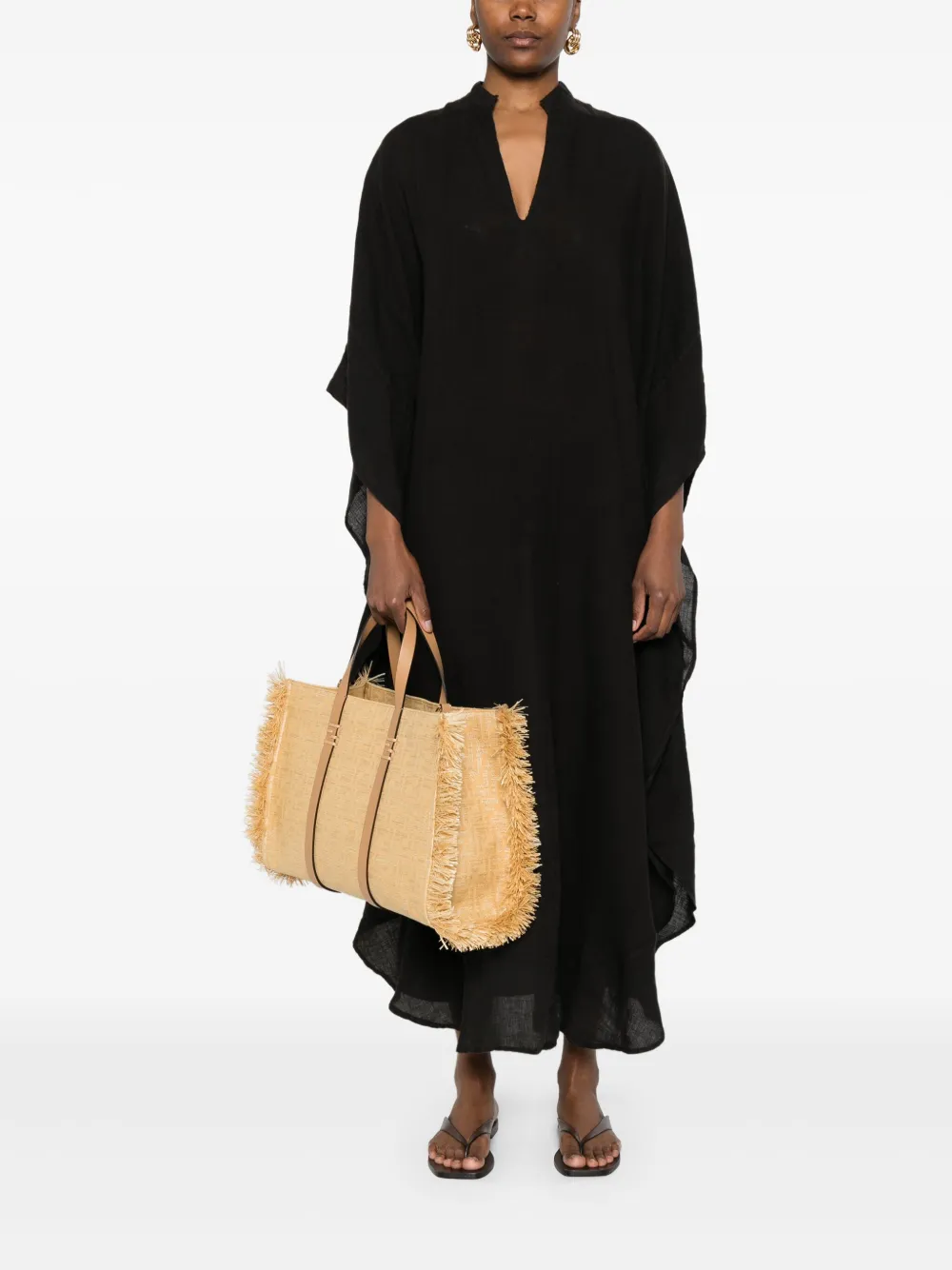 120% Lino Linnen maxi-jurk - Zwart