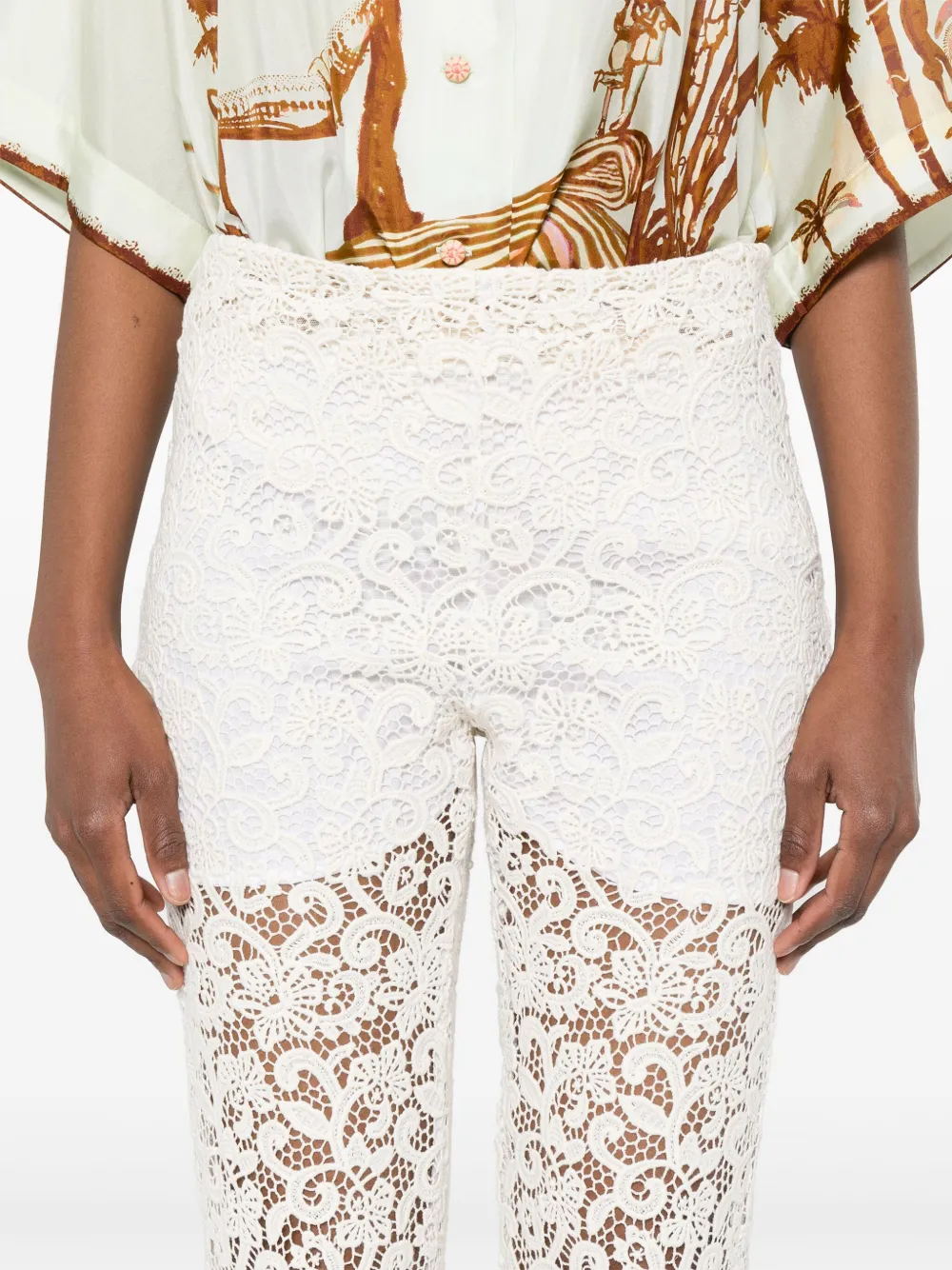 Ermanno Scervino Broek met kant Beige