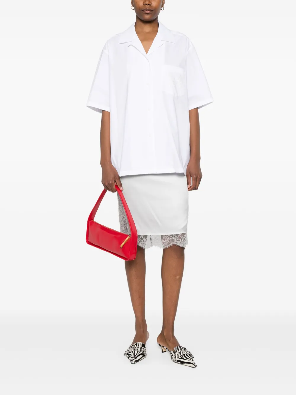 Moschino Blouse met geborduurd logo - Wit