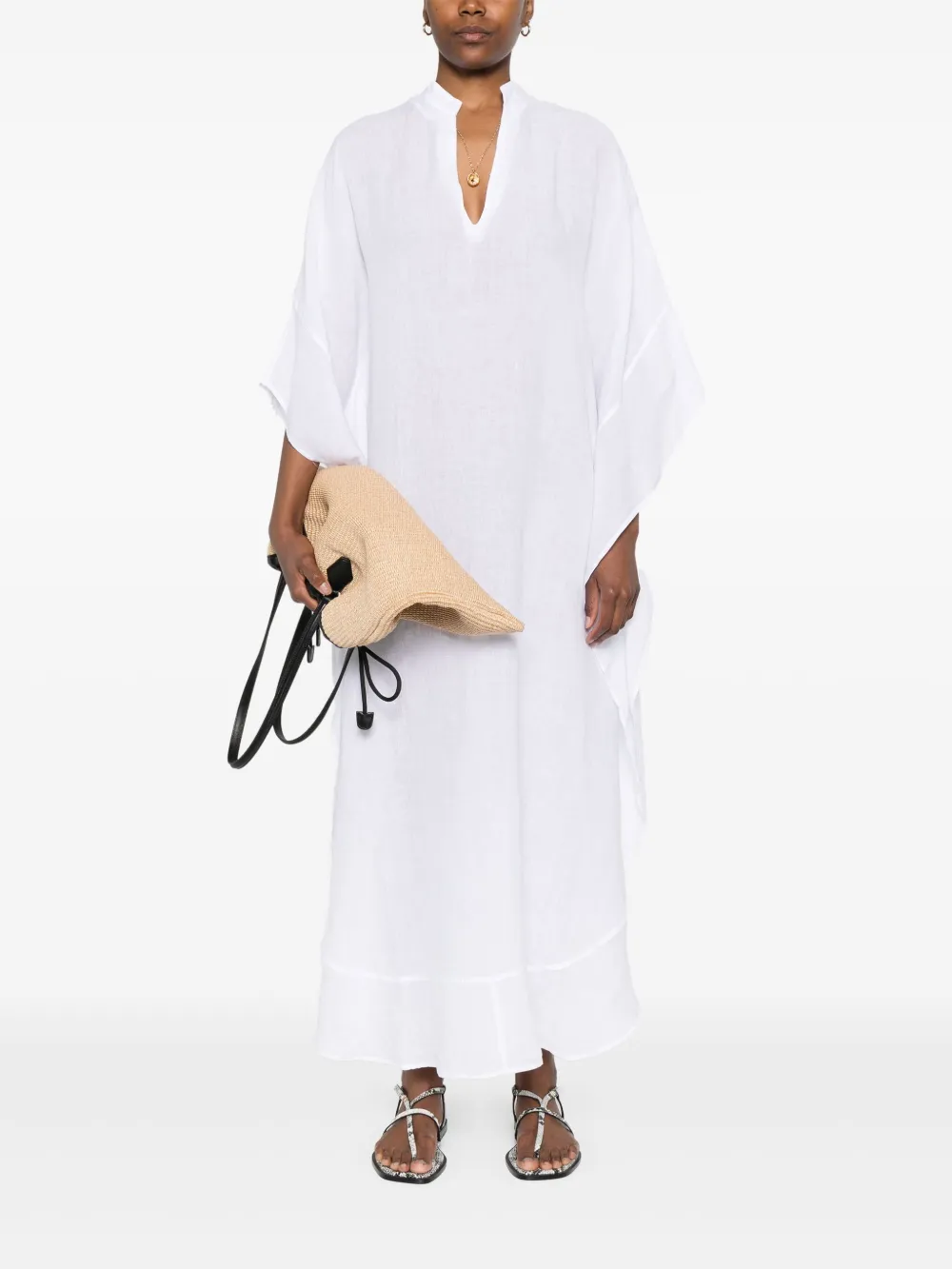 120% Lino Linnen maxi-dress - Wit