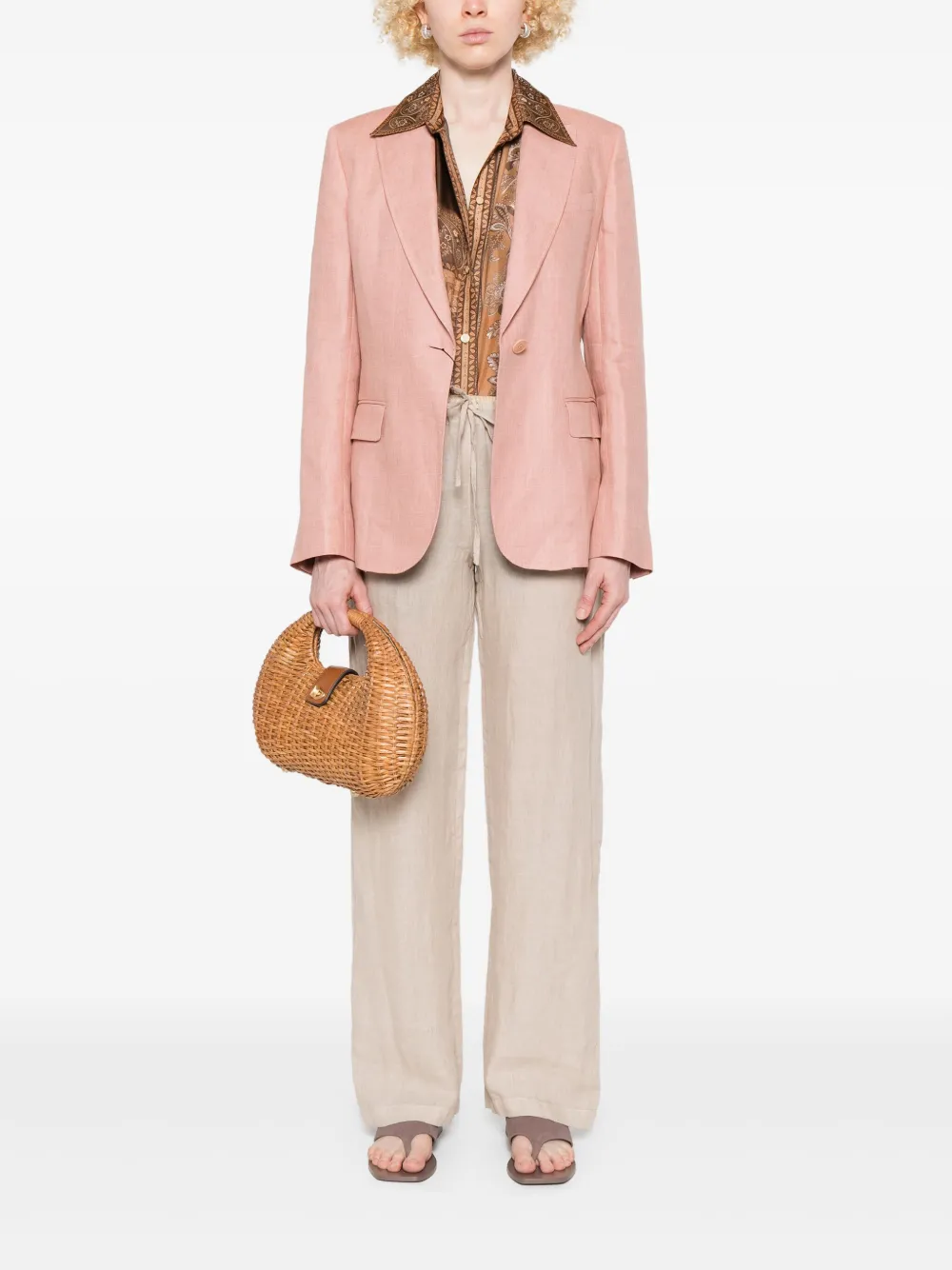 120% Lino Linnen broek - Beige