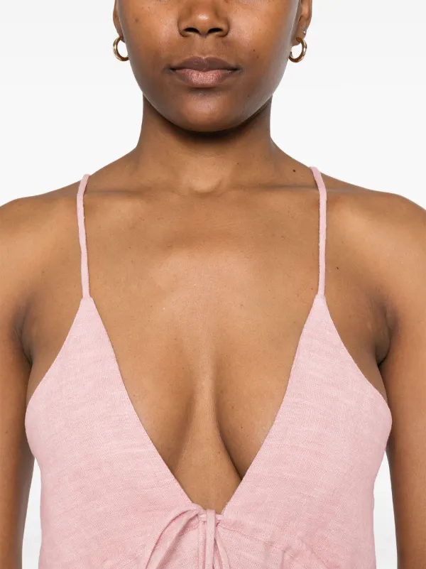 Moschino Linen Midi Dress | Pink | FARFETCH
