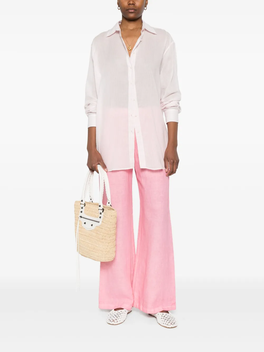 120% Lino Linnen broek - Roze