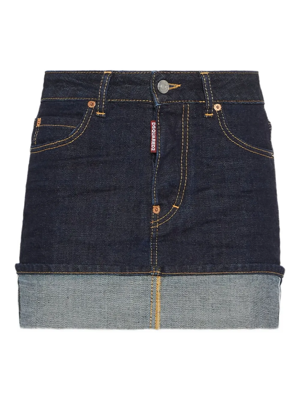 Dsquared2 Dark Cimosa Double-layered Denim Mini Skirt In Blue
