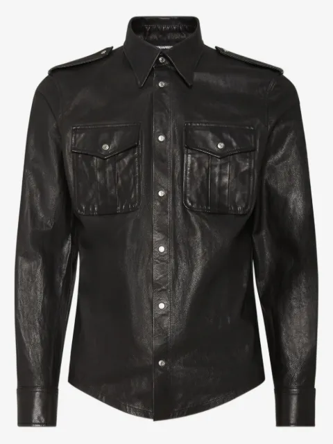 DSQUARED2 camisa de piel con botones