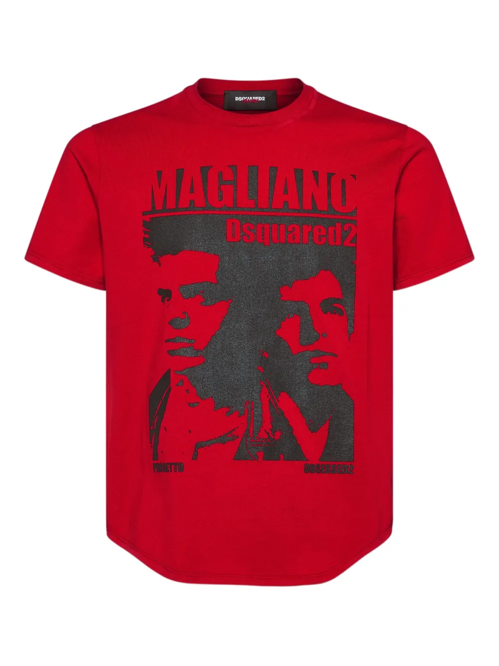 Dsquared2 D2 X Magliano Red Crewneck T-shirt With Maxi Print On The Front In Cotton Man In Red