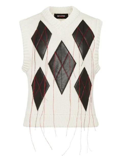 DSQUARED2 x Magliano Leather Argyle vest