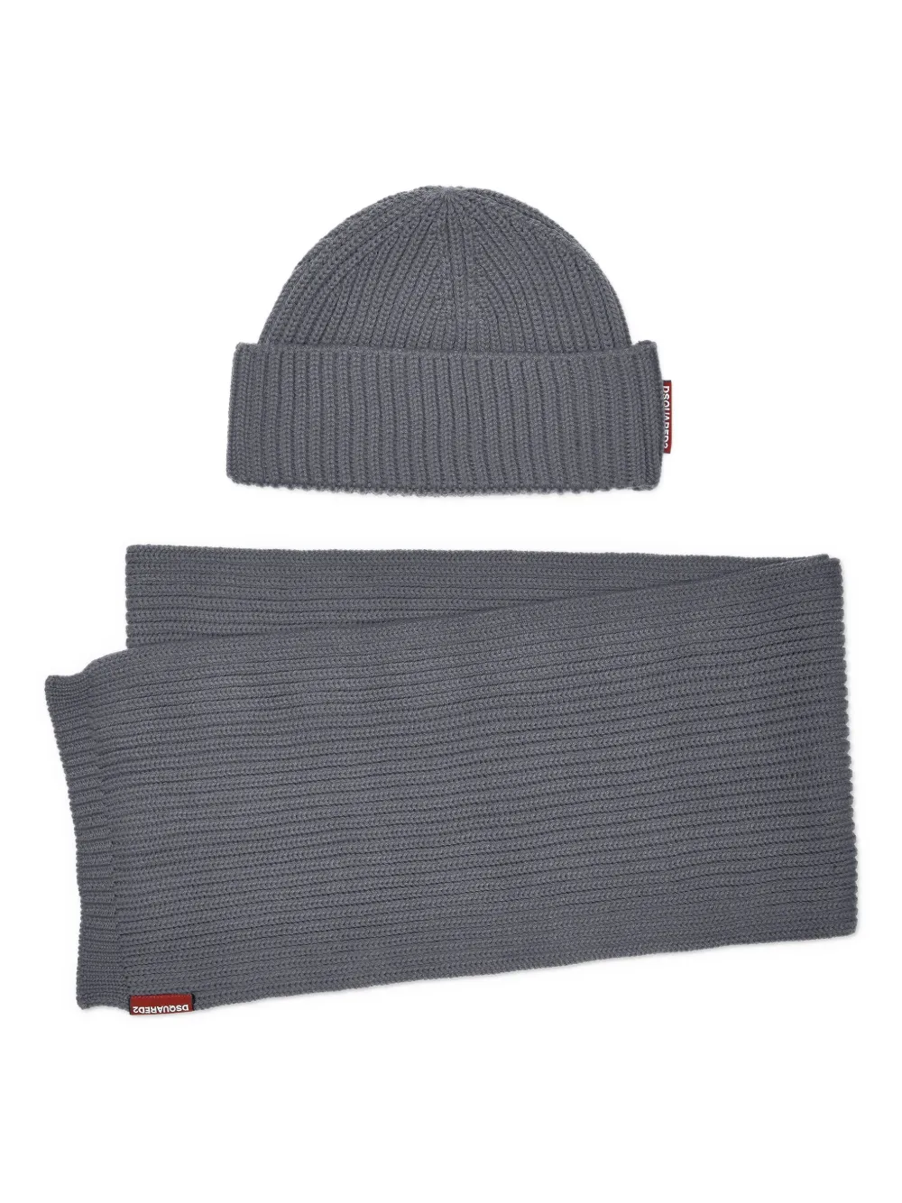 DSQUARED2 ribbed-knit scarf set | Grey | Image 1