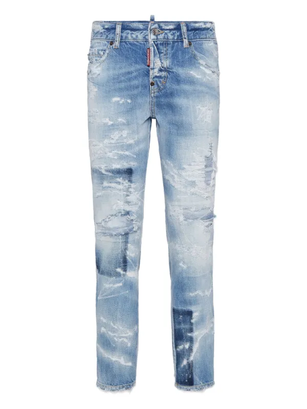 DSQUARED2 Super Ripped Cool Jeans Blue FARFETCH IN