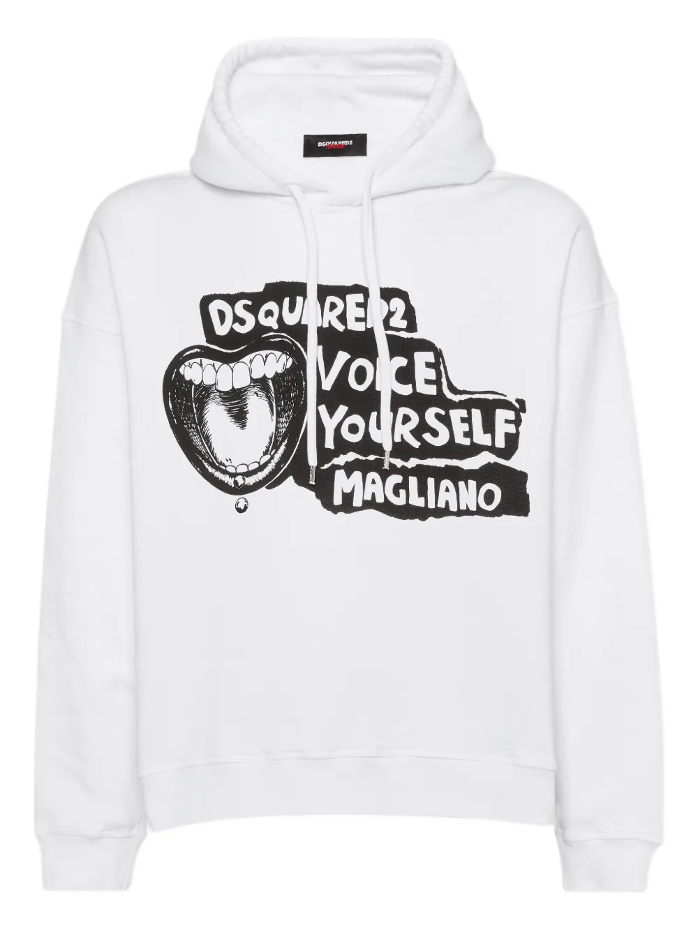 Dsquared2 D2 X Magliano White Hoodie With Drawstring Hood With Maxi Print On The Front In Cotton Man In White