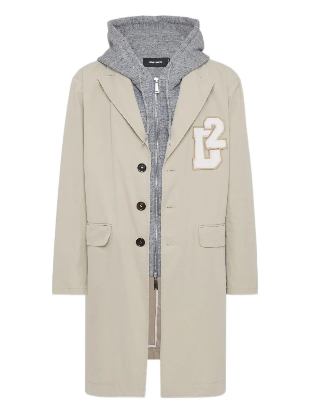 Dsquared2 Hooded Coat In Neutral