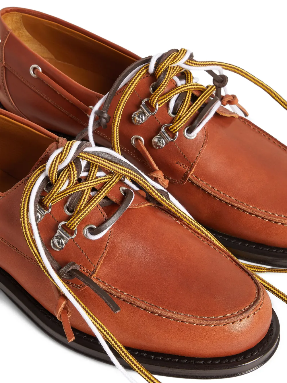 Dsquared2 X Magliano Leather Boat Shoes In Brown