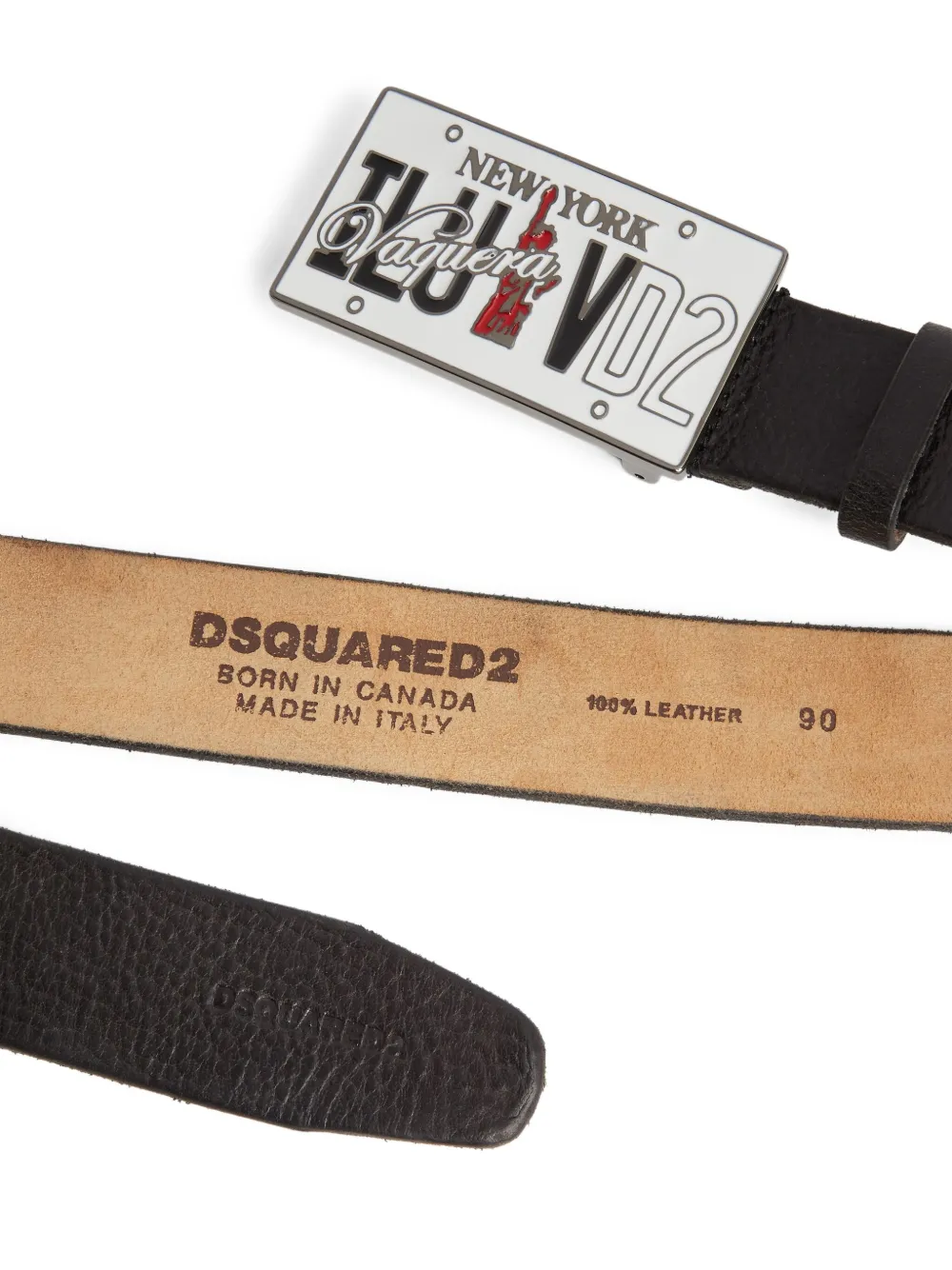 Dsquared2 Logo-buckle Leather Belt In Black