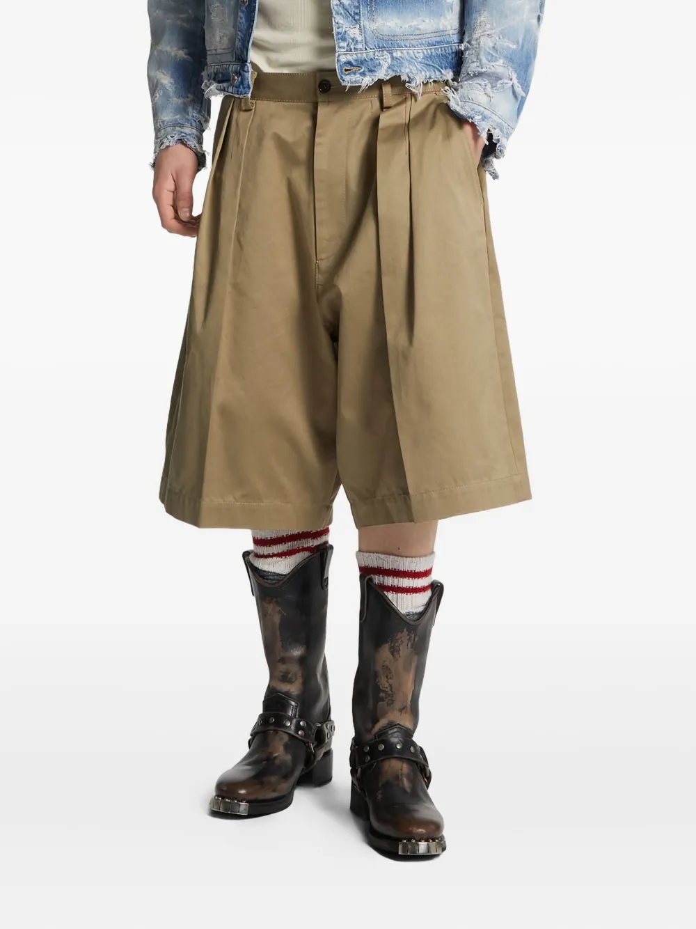 DSQUARED2 Chic pleated cotton shorts | Brown | Image 1