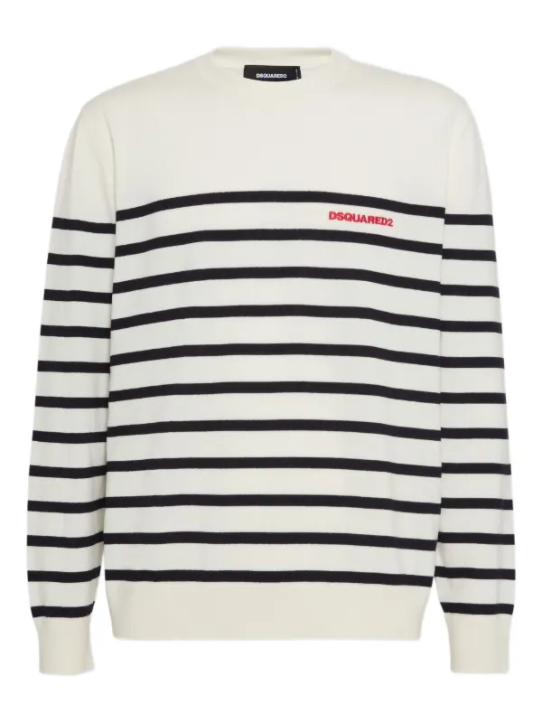 Pull Dsquared2 Col Haut En Laine Rayée - Taille XS (IT 38), Neuf Avec étiquettes