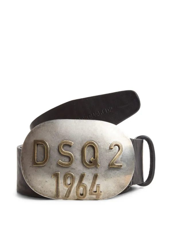 DSQUARED2 Brown Leather Belt with Silver Buckle Western Buckle Belt main image 2