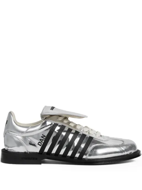 DSQUARED2 tenis de piel con rayas mjetalizadas
