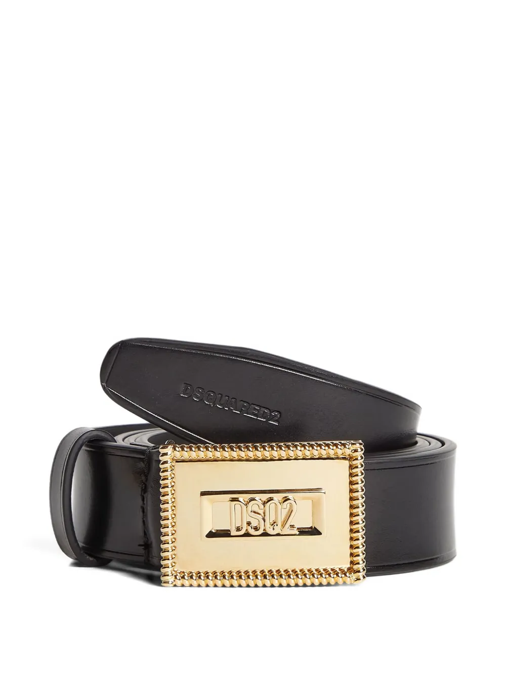 DSQUARED2 Riem met rechthoekige gesp en DSQ2-plakkaat - Zwart