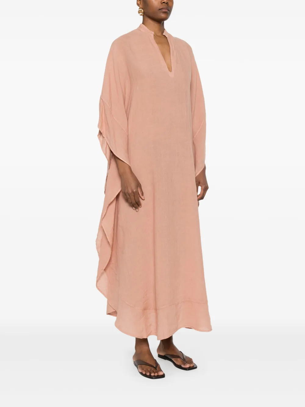 120% Lino Linnen midi-jurk Roze
