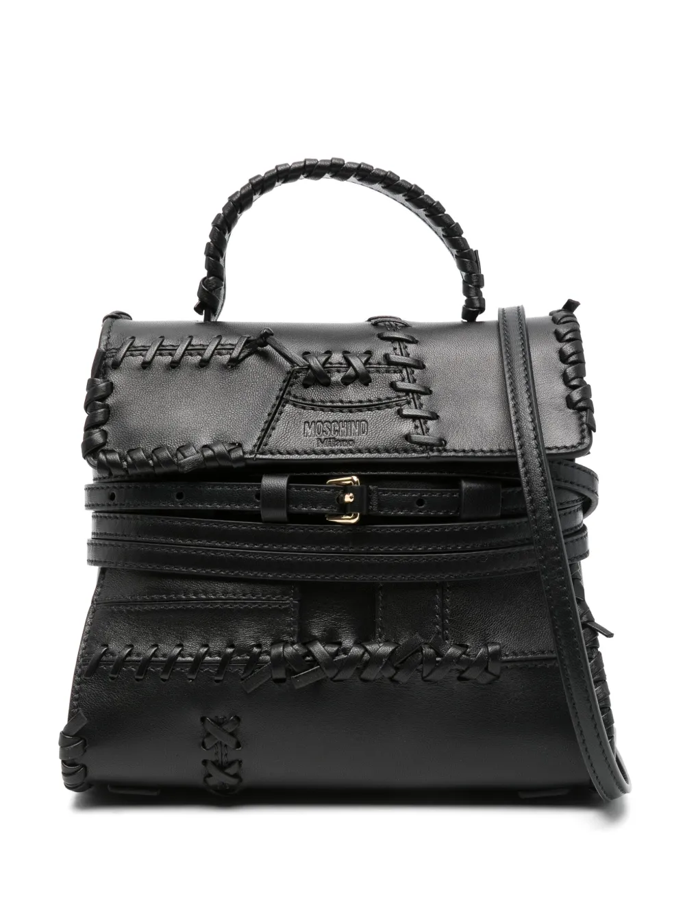 Moschino Leren shopper Zwart