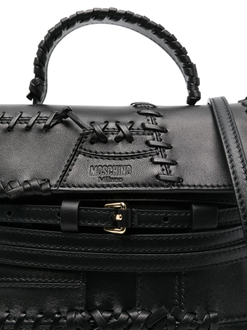Moschino Leren shopper Zwart