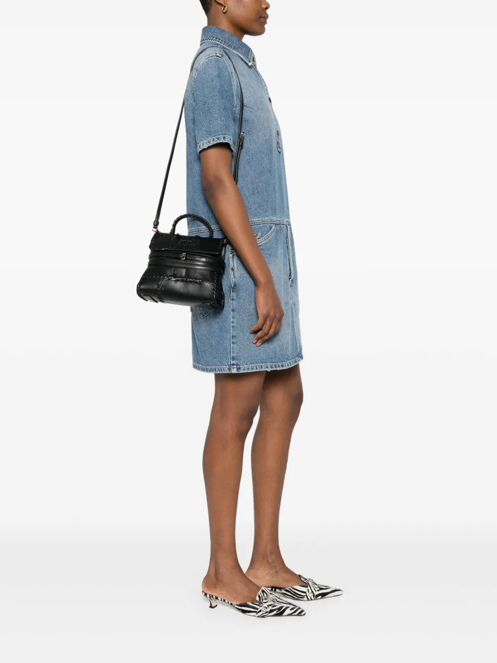 Moschino Leren shopper - Zwart