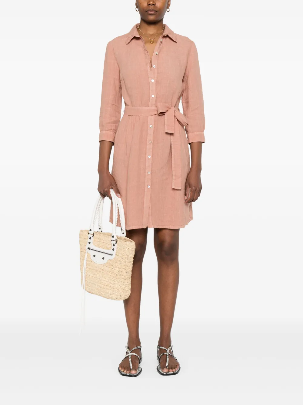 120% Lino Linnen mini-jurk - Roze